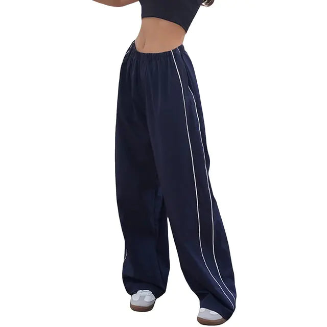 Baggy Cargo Pants Drawstring Elastic Low Waist Parachute Pants