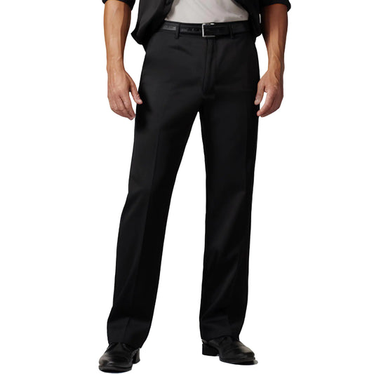 Men's Cozy Hidden Expandable Waist Dress Pants | Premium Stretch Texture Weave Work to Weekend Pant 44W x 34L Black